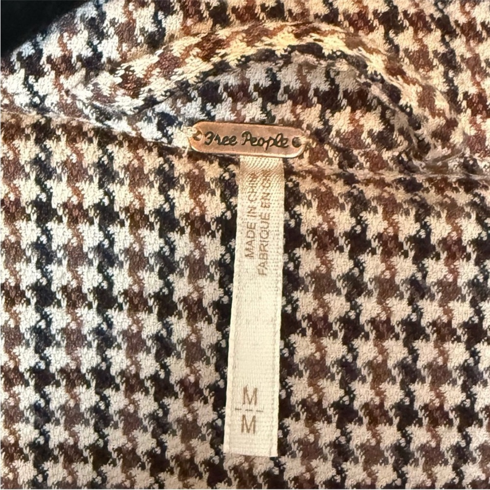 Free People Womens Tawny Plaid Puffer Jacket Houndstooth Quilted Blazer Medium - Picture 7 of 7